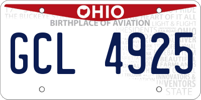 OH license plate GCL4925