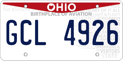 OH license plate GCL4926