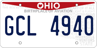 OH license plate GCL4940