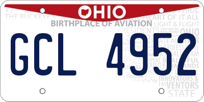 OH license plate GCL4952