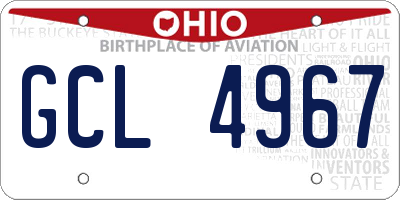 OH license plate GCL4967