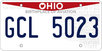 OH license plate GCL5023