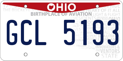 OH license plate GCL5193