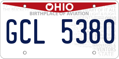 OH license plate GCL5380