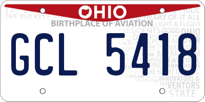 OH license plate GCL5418