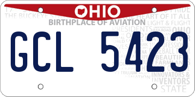 OH license plate GCL5423