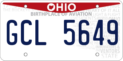 OH license plate GCL5649