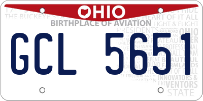 OH license plate GCL5651