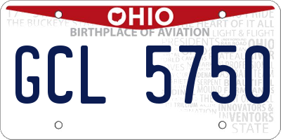 OH license plate GCL5750