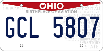 OH license plate GCL5807