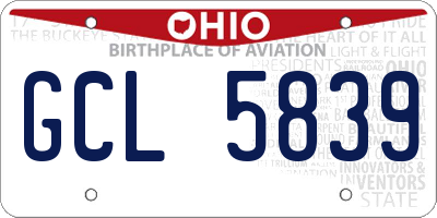 OH license plate GCL5839