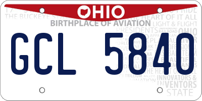 OH license plate GCL5840