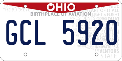 OH license plate GCL5920