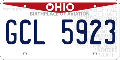 OH license plate GCL5923