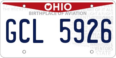 OH license plate GCL5926