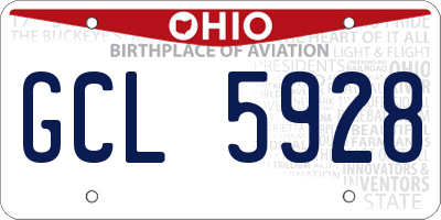 OH license plate GCL5928