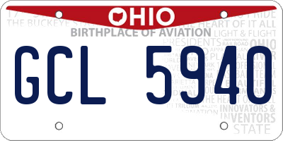 OH license plate GCL5940