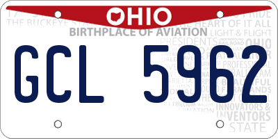 OH license plate GCL5962