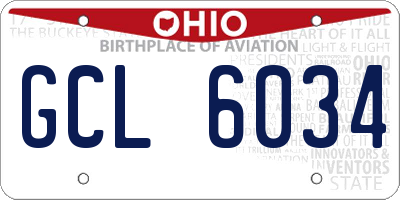 OH license plate GCL6034