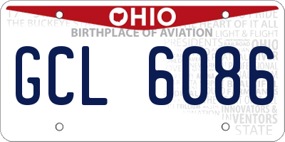 OH license plate GCL6086