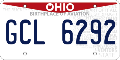 OH license plate GCL6292
