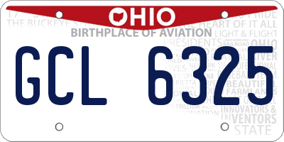 OH license plate GCL6325