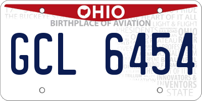 OH license plate GCL6454