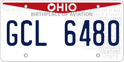OH license plate GCL6480