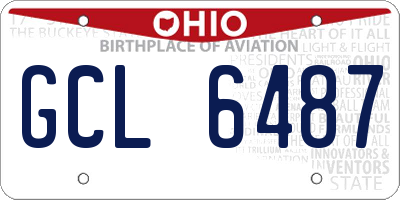 OH license plate GCL6487