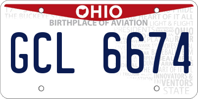 OH license plate GCL6674