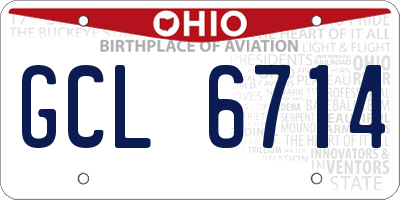 OH license plate GCL6714
