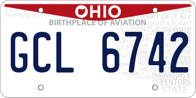 OH license plate GCL6742
