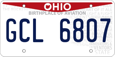 OH license plate GCL6807