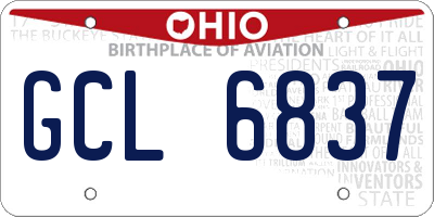 OH license plate GCL6837