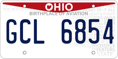 OH license plate GCL6854