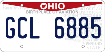 OH license plate GCL6885
