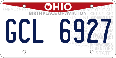 OH license plate GCL6927