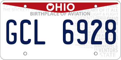 OH license plate GCL6928