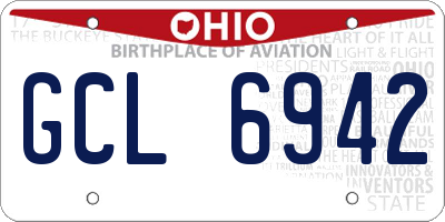 OH license plate GCL6942
