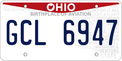 OH license plate GCL6947
