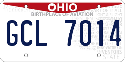 OH license plate GCL7014