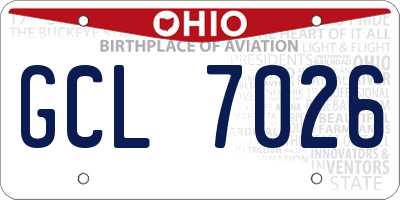 OH license plate GCL7026