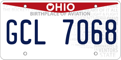 OH license plate GCL7068