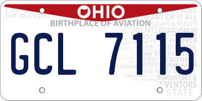 OH license plate GCL7115
