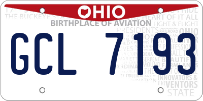 OH license plate GCL7193