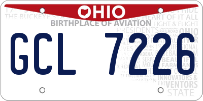 OH license plate GCL7226