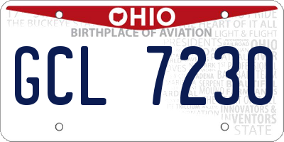 OH license plate GCL7230