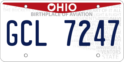 OH license plate GCL7247