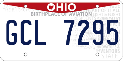 OH license plate GCL7295