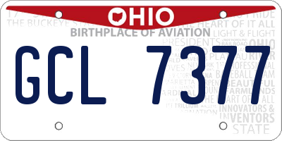 OH license plate GCL7377